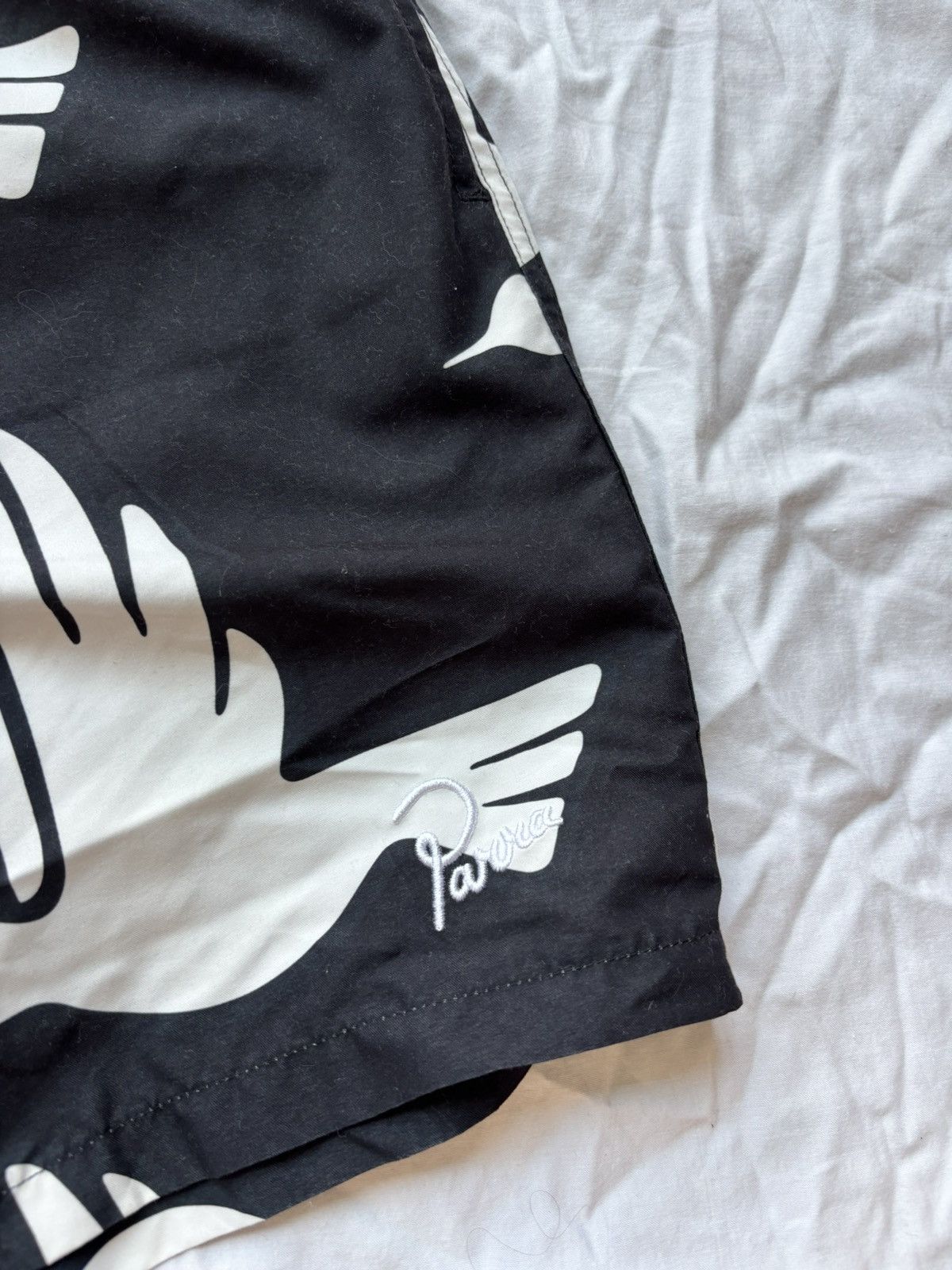 Parra By Parra Black White Bird Print Swim Shorts Graphic Trunks Size US 36 / EU 52 - 4 Thumbnail