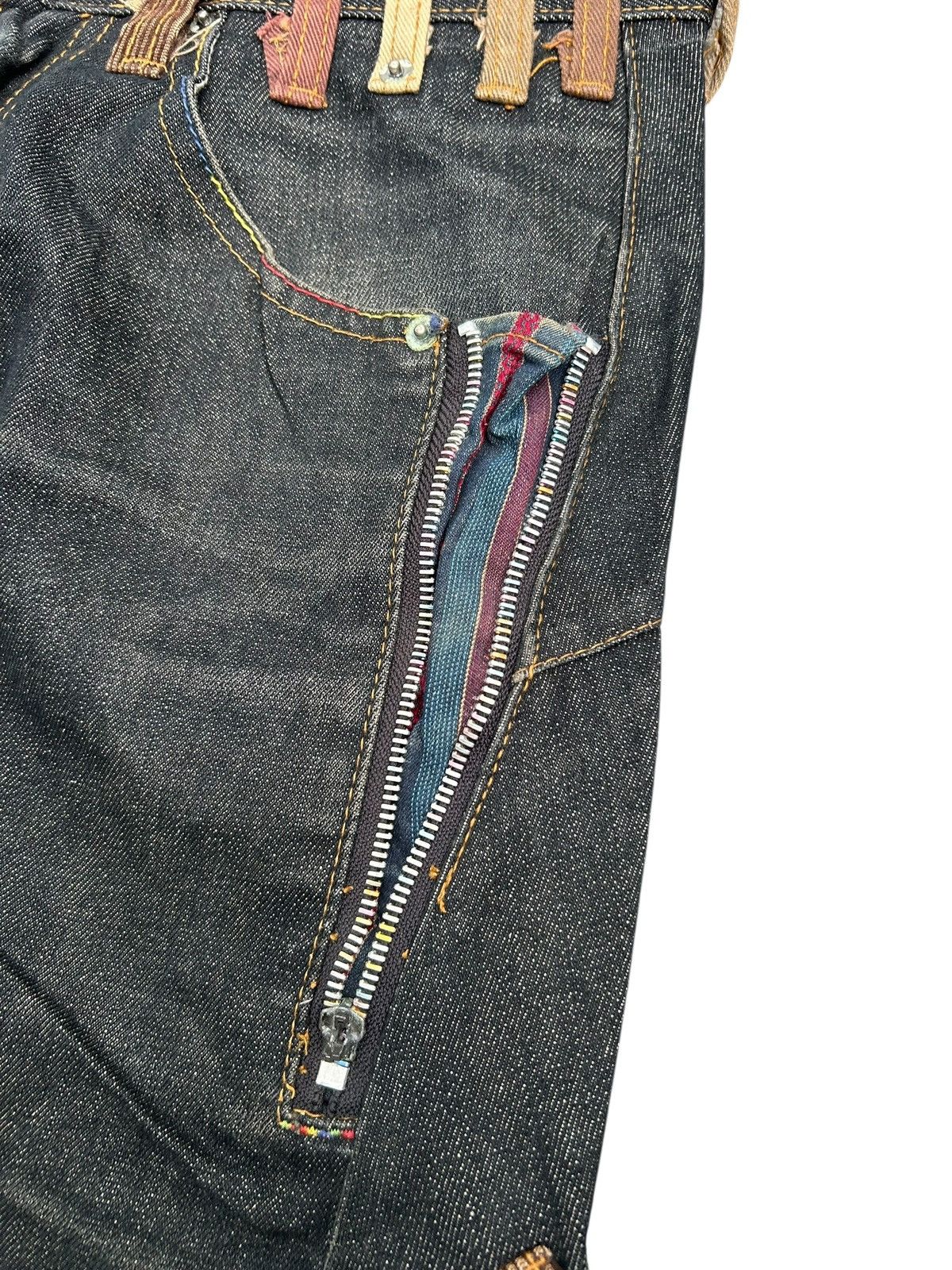 Japanese Brand × Kapital × Vintage Double Waist Japanese Punk Bondage Denim Jeans Size US 31 - 7 Thumbnail