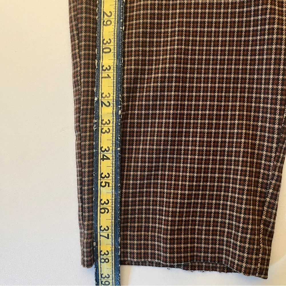Designer Vintage Women's Plaid Relaxed Fit Pants Brown Medium 10 Size 30" / US 8 / IT 44 - 7 Thumbnail
