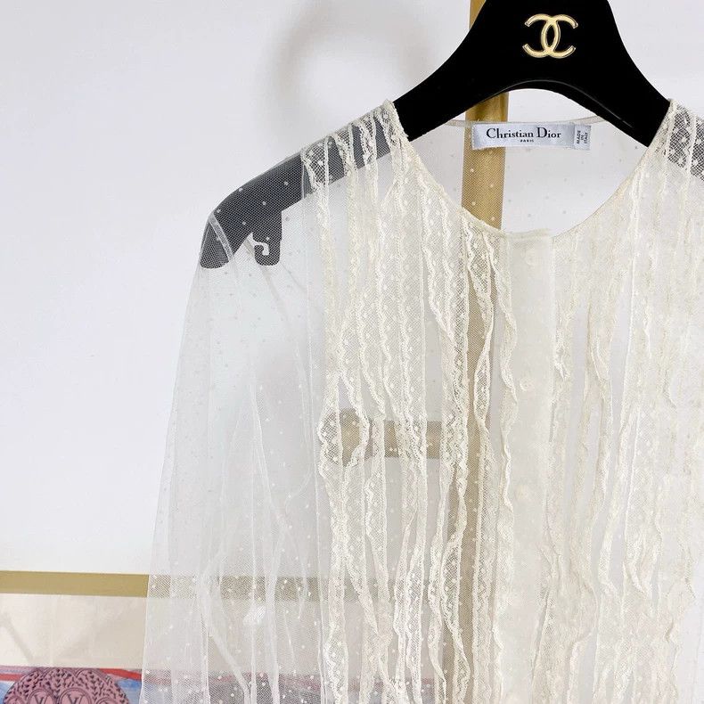 Dior Dior White mesh shirt Size XS / US 0-2 / IT 36-38 - 4 Thumbnail