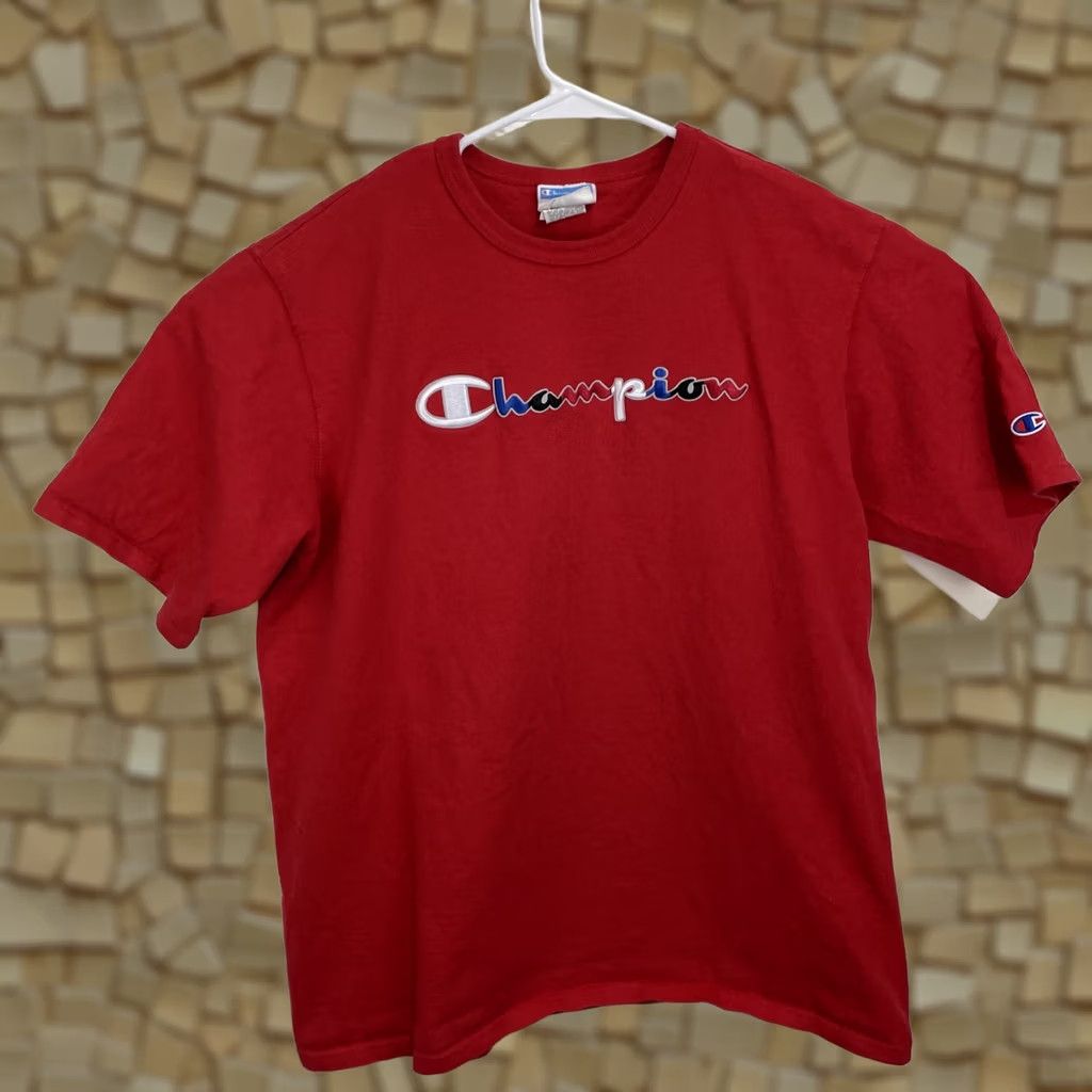 Champion VINTAGE Champion Embroidered T Shirt Red White Blue XXL 2XL Spell Out Shirt Men 90s Sports Logo Size US XXL / EU 58 / 5 - 1 Thumbnail