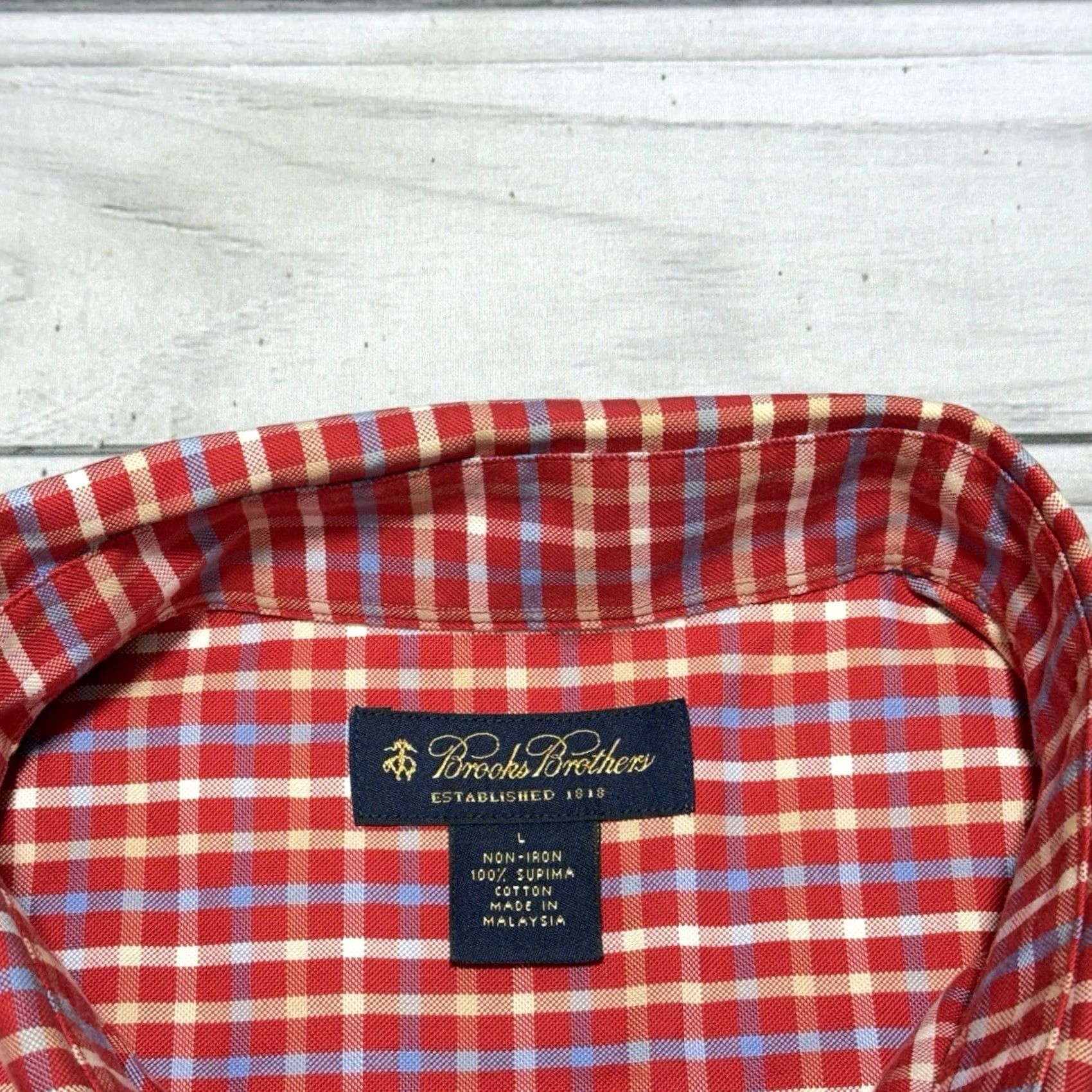 Brooks Brothers Brooks Brothers Shirt Mens Large Red Plaid Check Non Iron Supima Oxford OCBD Dress Shirt Long Sleeve Size US L / EU 52-54 / 3 - 3 Thumbnail
