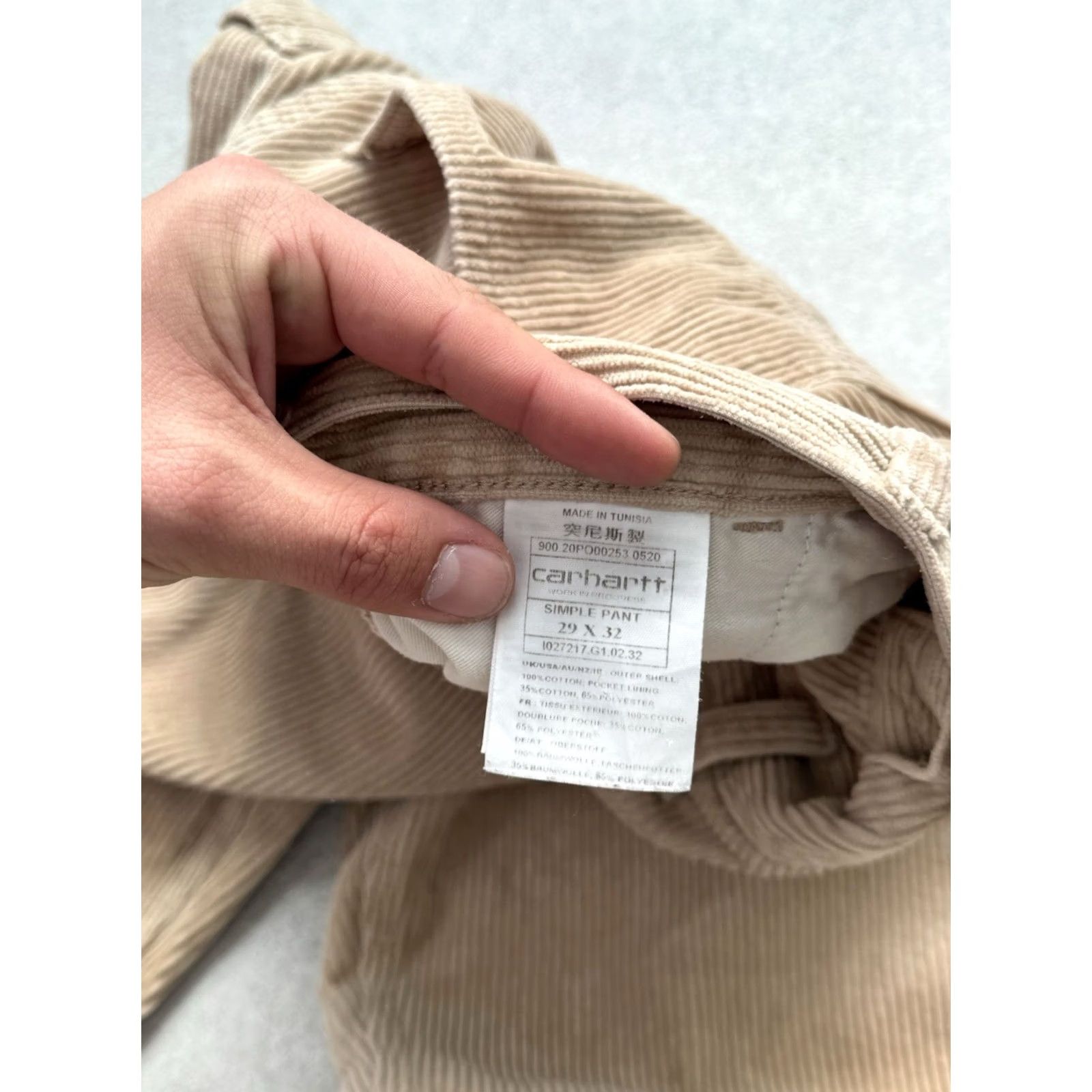 Carhartt Wip VINTAGE Carhartt WIP Corduroy Simple Pants Men Regular S Beige 90s 2000s Streetwear Logo Relaxed 29x32 Size US 29 - 7 Thumbnail