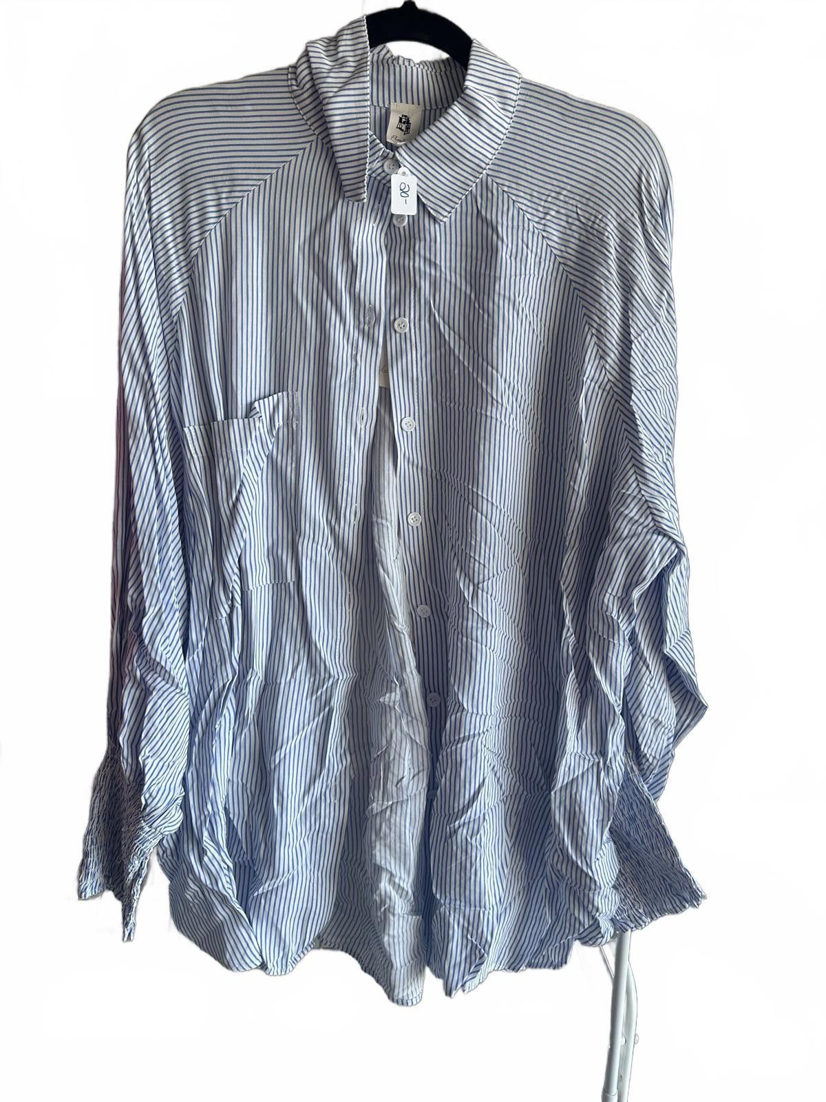 Designer Flawless Blue Striped Button-Up Shirt Size L / US 10 / IT 46 - 1 Thumbnail