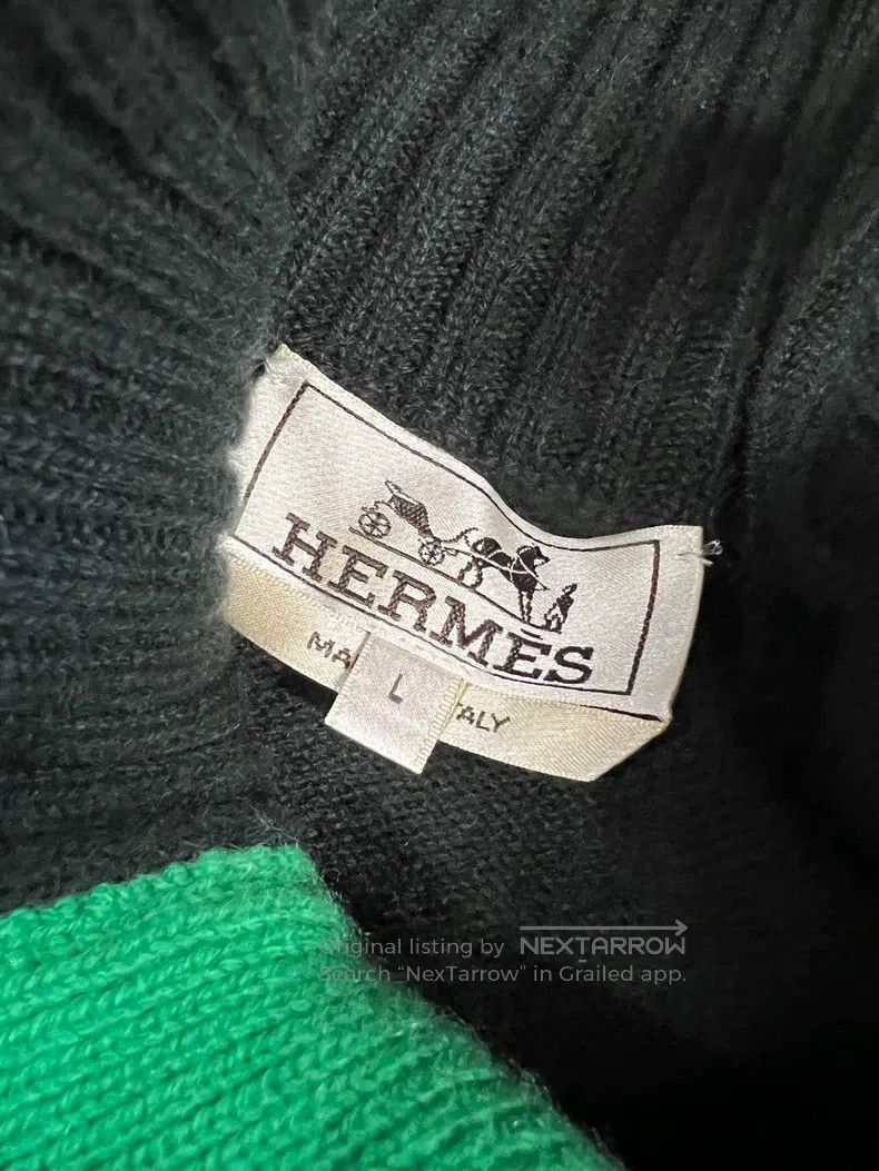 Hermes Hermes Olive Green Solid Half-Button Knit Rollneck - Men's Size US L / EU 52-54 / 3 - 6 Thumbnail