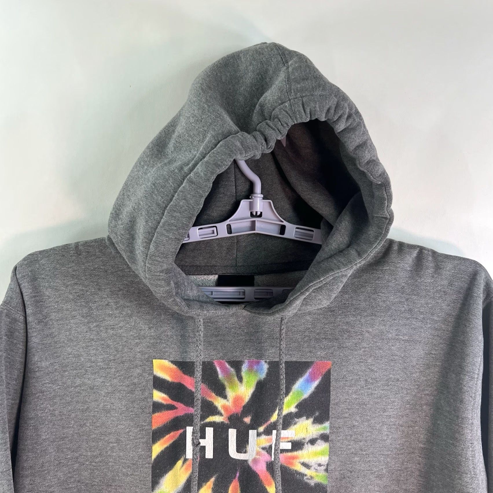 Huf HUF Pullover Hoodie Adult M Gray Tie Dye Graphic Print Crew Neck Hooded Pockets Logo Mens Size US M / EU 48-50 / 2 - 5 Thumbnail