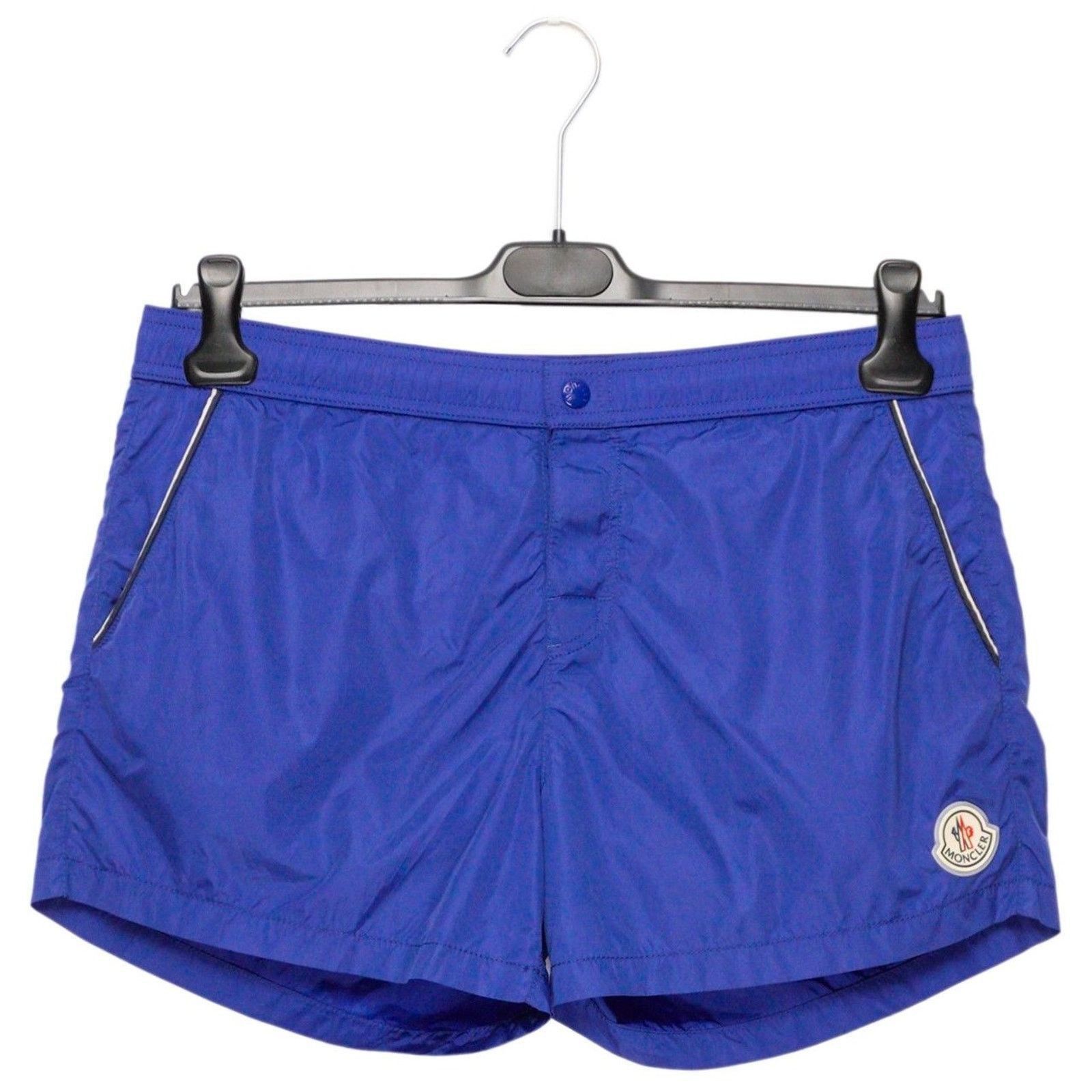 Moncler Moncler Solid Nylon Logo Boxer Mare Light Blue Swim Shorts Size US 34 / EU 50 - 1 Thumbnail