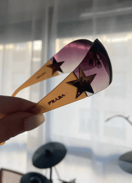 Prada PRADA Sunglasses Star Rectangle Wrap Shield Symbole Flame Size ONE SIZE - 4 Thumbnail