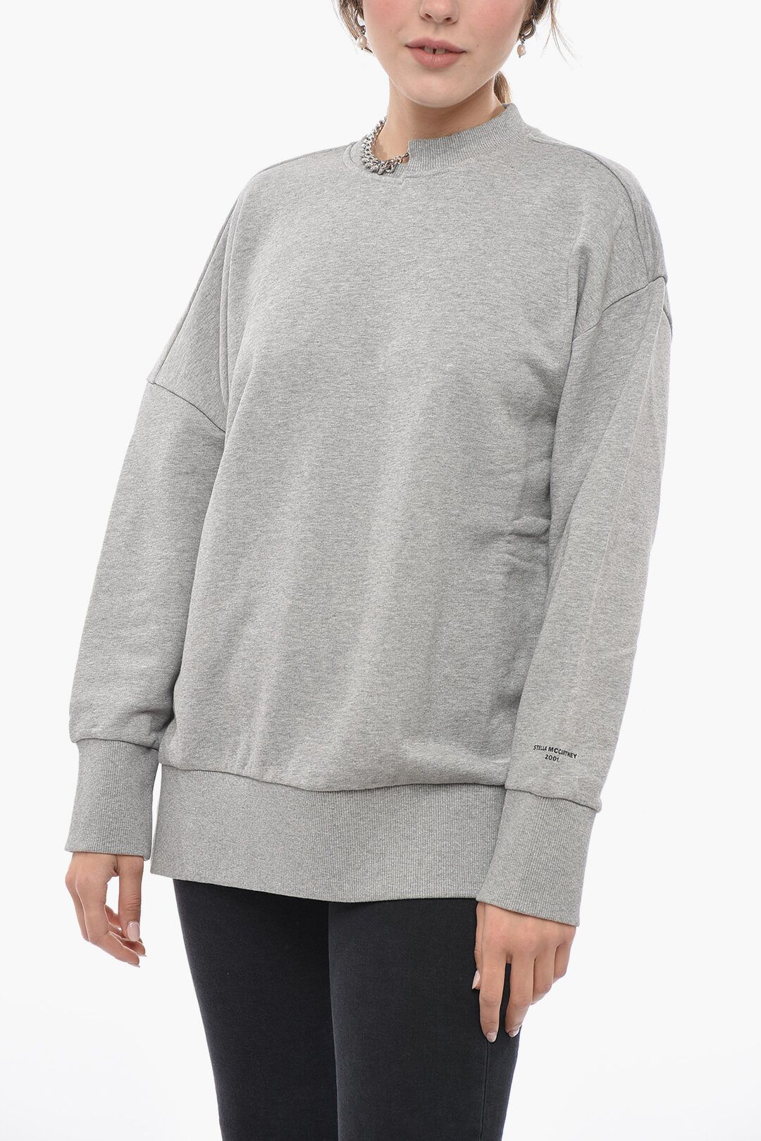 og1mm0824 Crew Neck Cotton Sweatshirt With Chain in Grey