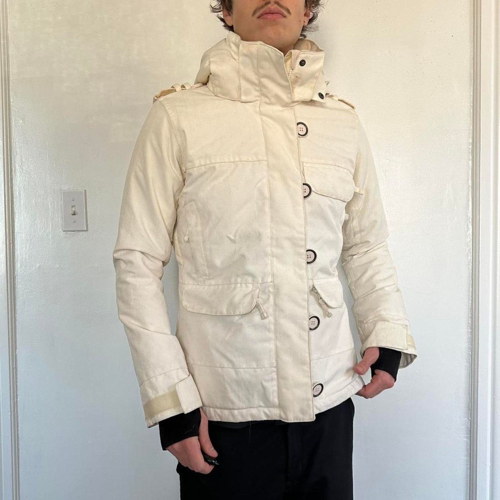 Vintage Vintage 00s Pinstripe Ski Snowboard Puffer Zip Winter Jacket Size S / US 4 / IT 40 - 2 Thumbnail