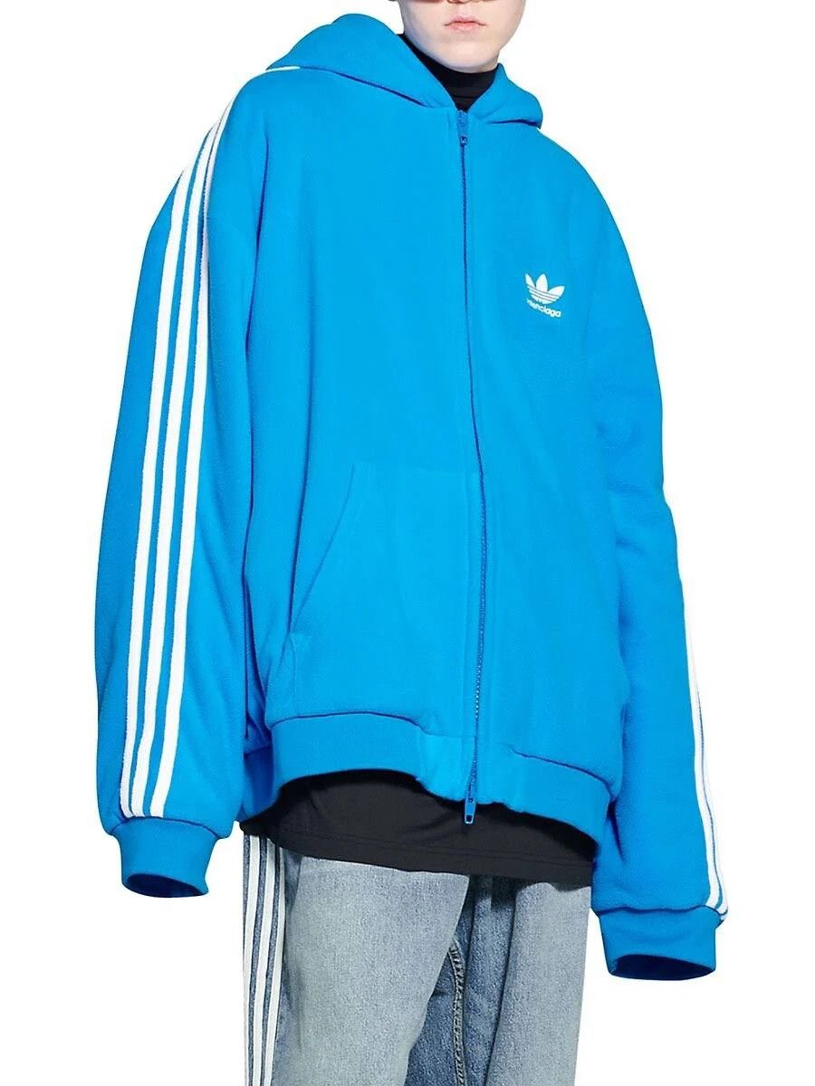 Adidas × Balenciaga o1bcso1str0924 Fleece Zip-Up Hoodie in Blue Size XS / US 0-2 / IT 36-38 - 3 Thumbnail