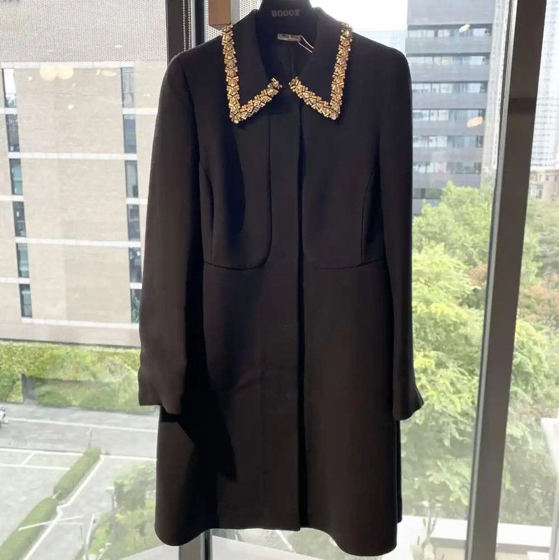 Miu Miu Miu Miu Black Polyester Women's Trench Coat 0089 Size ONE SIZE - 1 Thumbnail