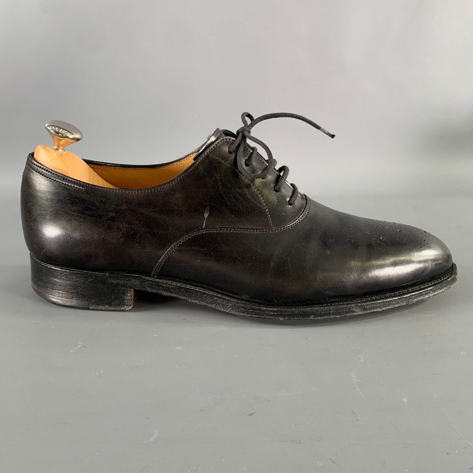 John Lobb JOHN LOBB Black Perforated Leather Pointed Toe Lace Up Shoes Size US 9 / EU 42 - 2 Thumbnail
