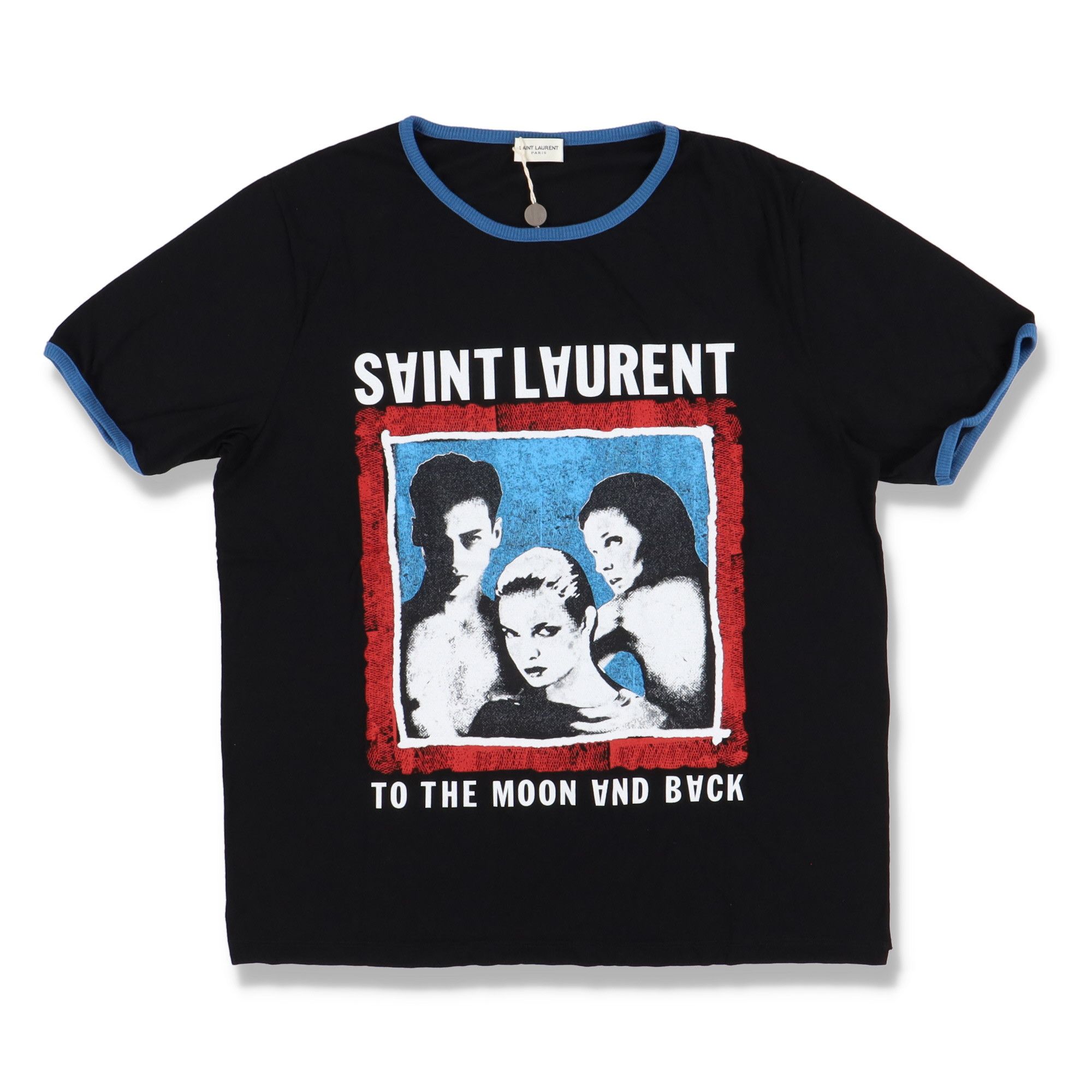 Pre-owned Saint Laurent Black "to The Moon And Back" Logo T-shirt