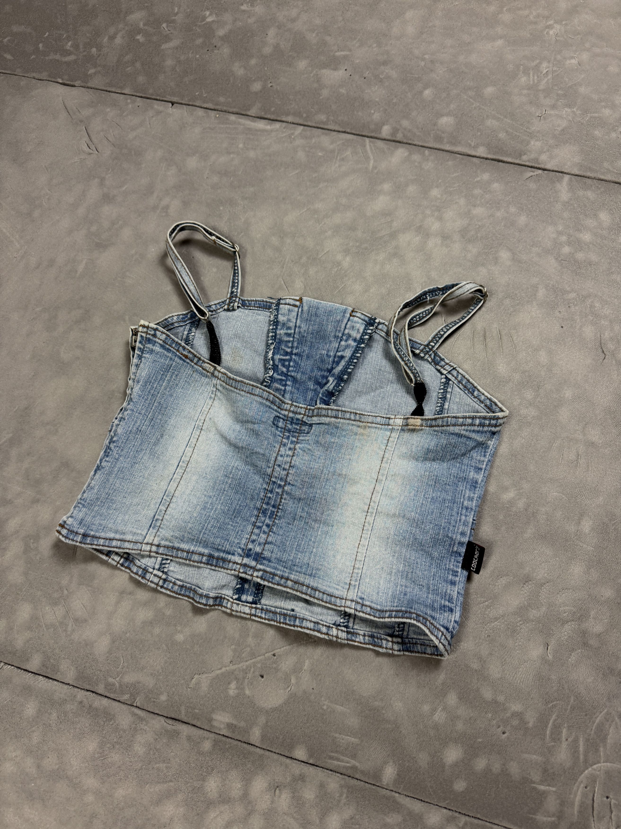 Vintage Women’s denim spaghetti-strap top, Y2K (S) crop tp jeans Size S / US 4 / IT 40 - 7 Thumbnail