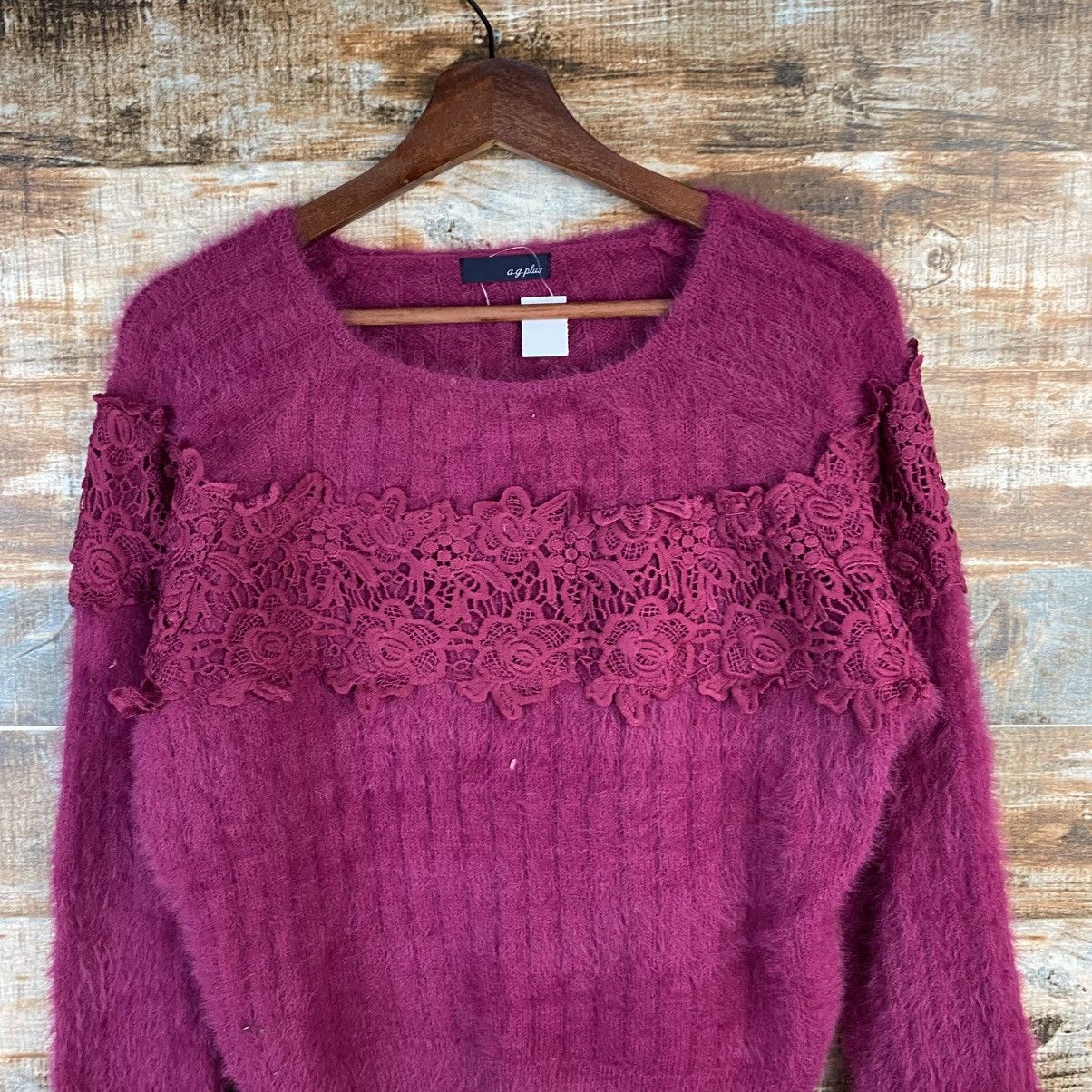 Japanese Brand DL A.G Plus Purple fur shaggy Knitwear #C1065 Size S / US 4 / IT 40 - 5 Thumbnail
