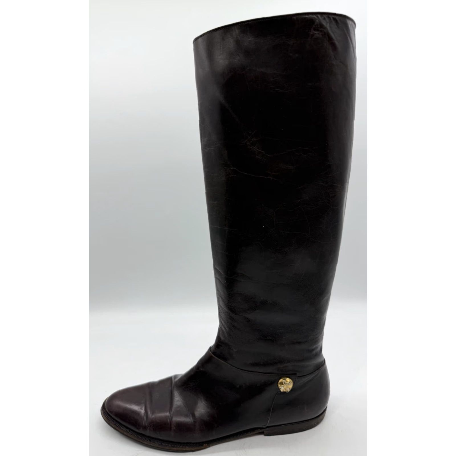Salvatore Ferragamo Salvatore Ferragamo Womens Brown Riding Boots Size 6.5 AA Narrow Knee High Zipper Leather Upper Ca lf Narrow Boots Fall Womens Shoes Size US 7 / IT 37 - 2 Thumbnail