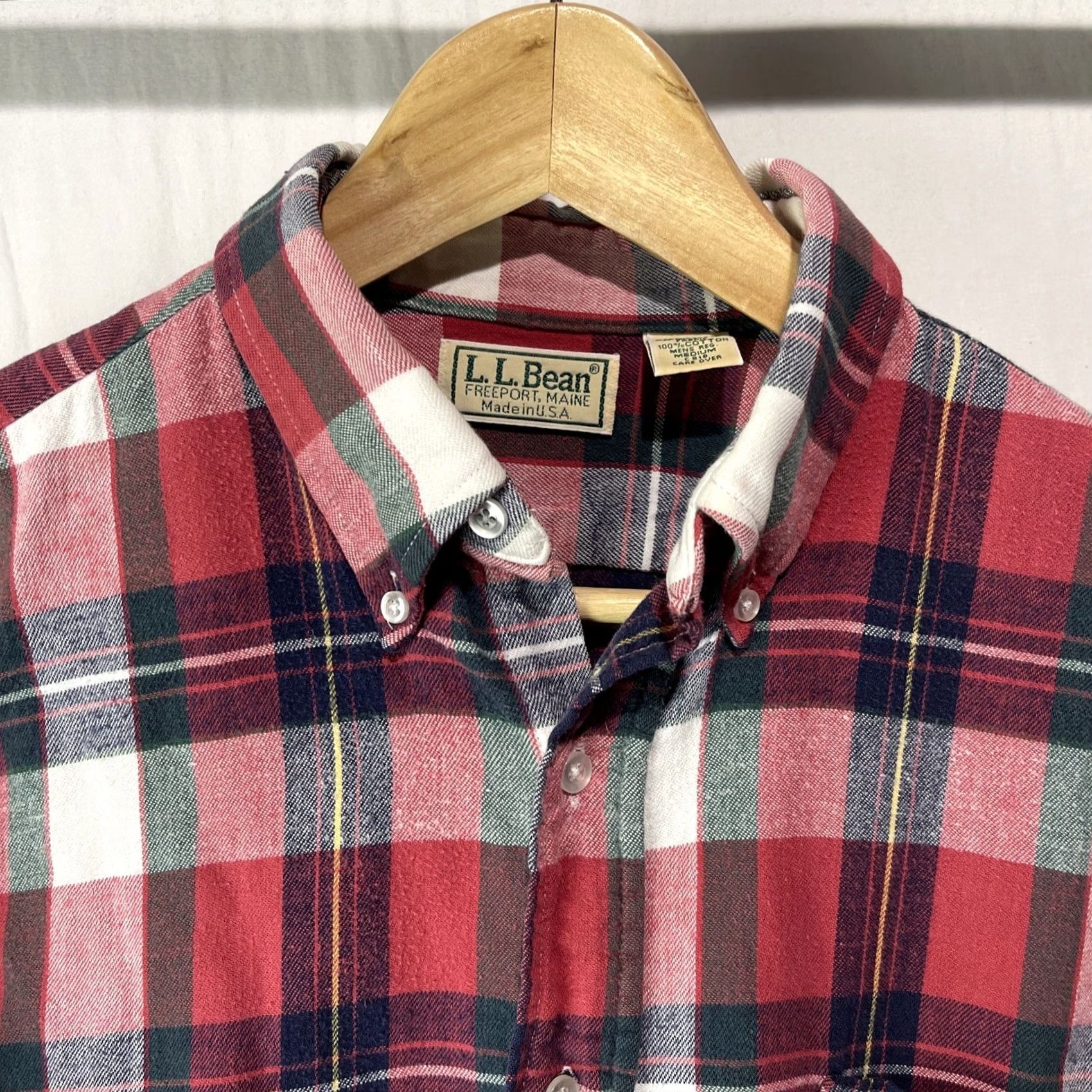 Vintage VINTAGE L.L. Bean Shirt Mens Medium Red Flannel Button-Down Made In USA Outdoor Shirt Size US M / EU 48-50 / 2 - 2 Thumbnail