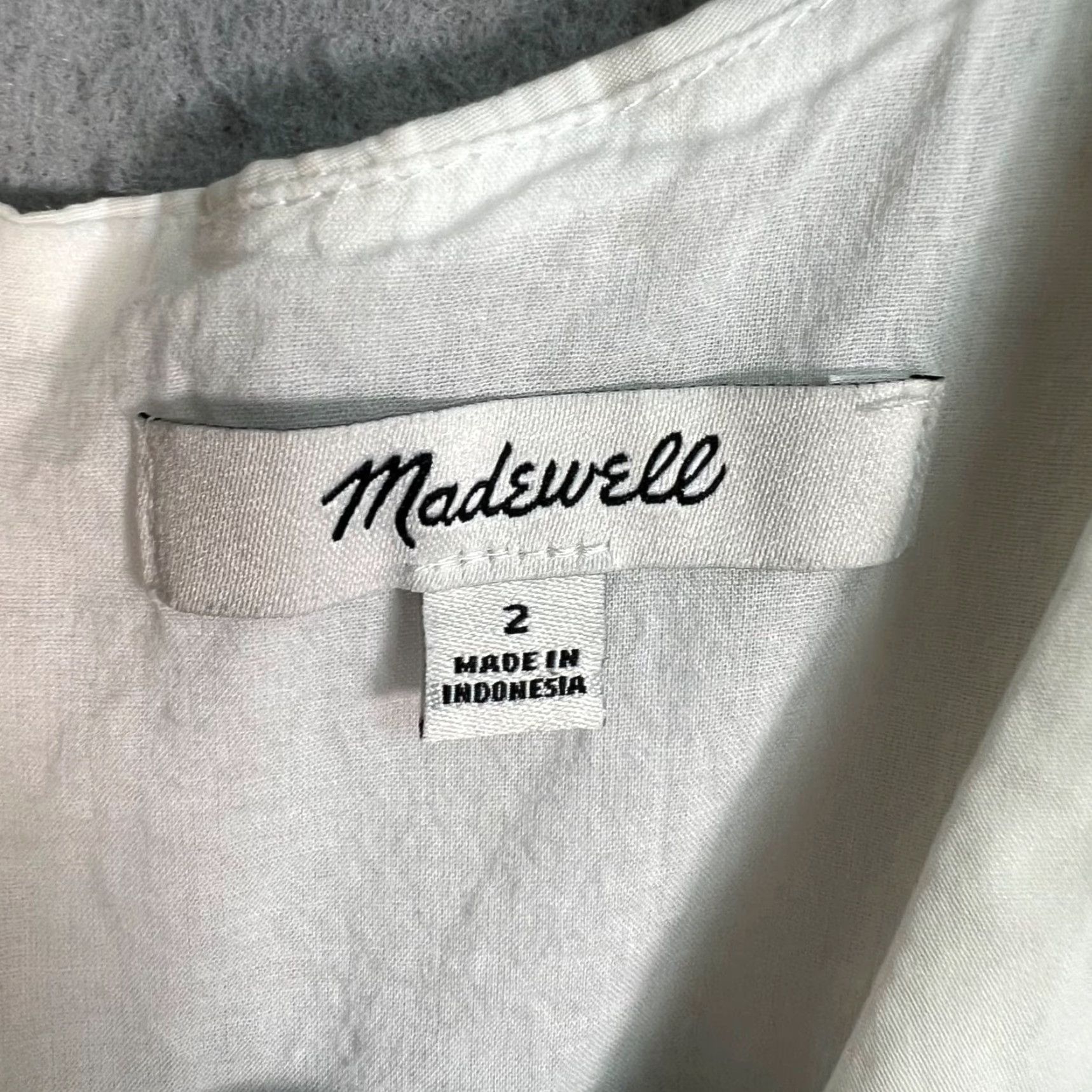Madewell Madewell Womens Size 2 White Short Sleeve Tie Front Empire Waist Dress Cotton Size 26" / US 2 / IT 38 - 3 Thumbnail