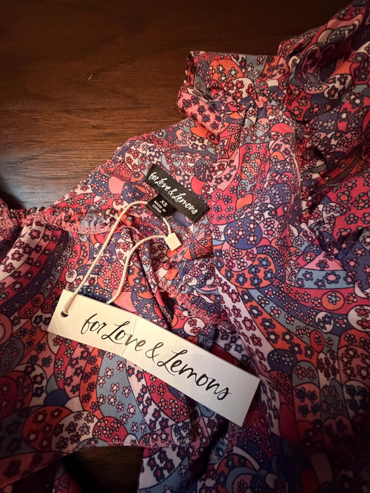 Other For Love & Lemons Paisley Purple Ruffle Crop Top with Tie Size ONE SIZE - 4 Thumbnail