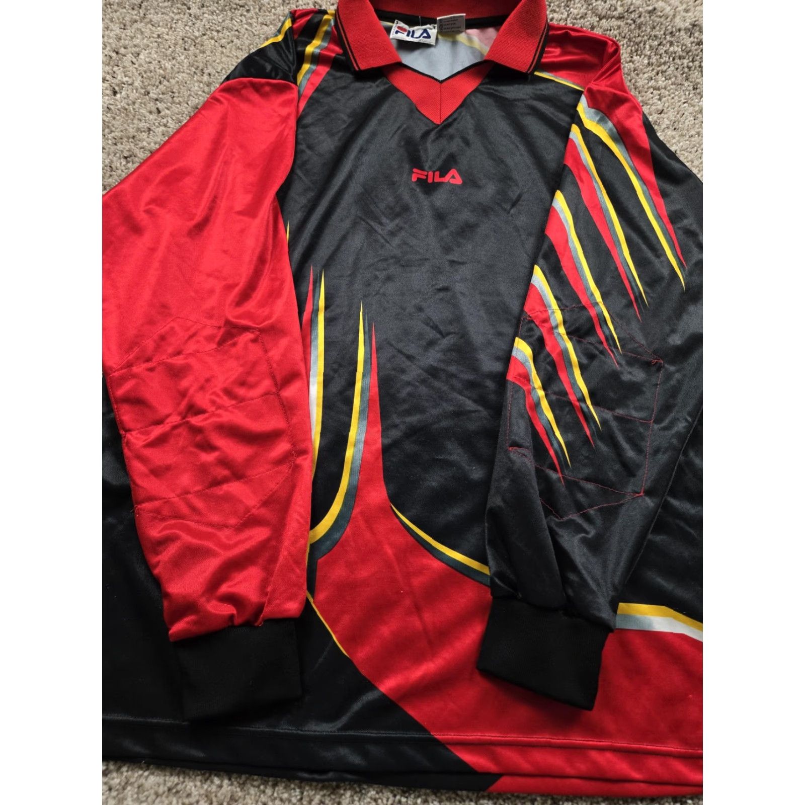 Fila VINTAGE FILA Soccer Jersey Shirt Mens M Red Italy 90s Graphic Print Polo Short Sleeve Pullover Made 100% Polyester Breathing Lightweight Durable Size US M / EU 48-50 / 2 - 3 Thumbnail