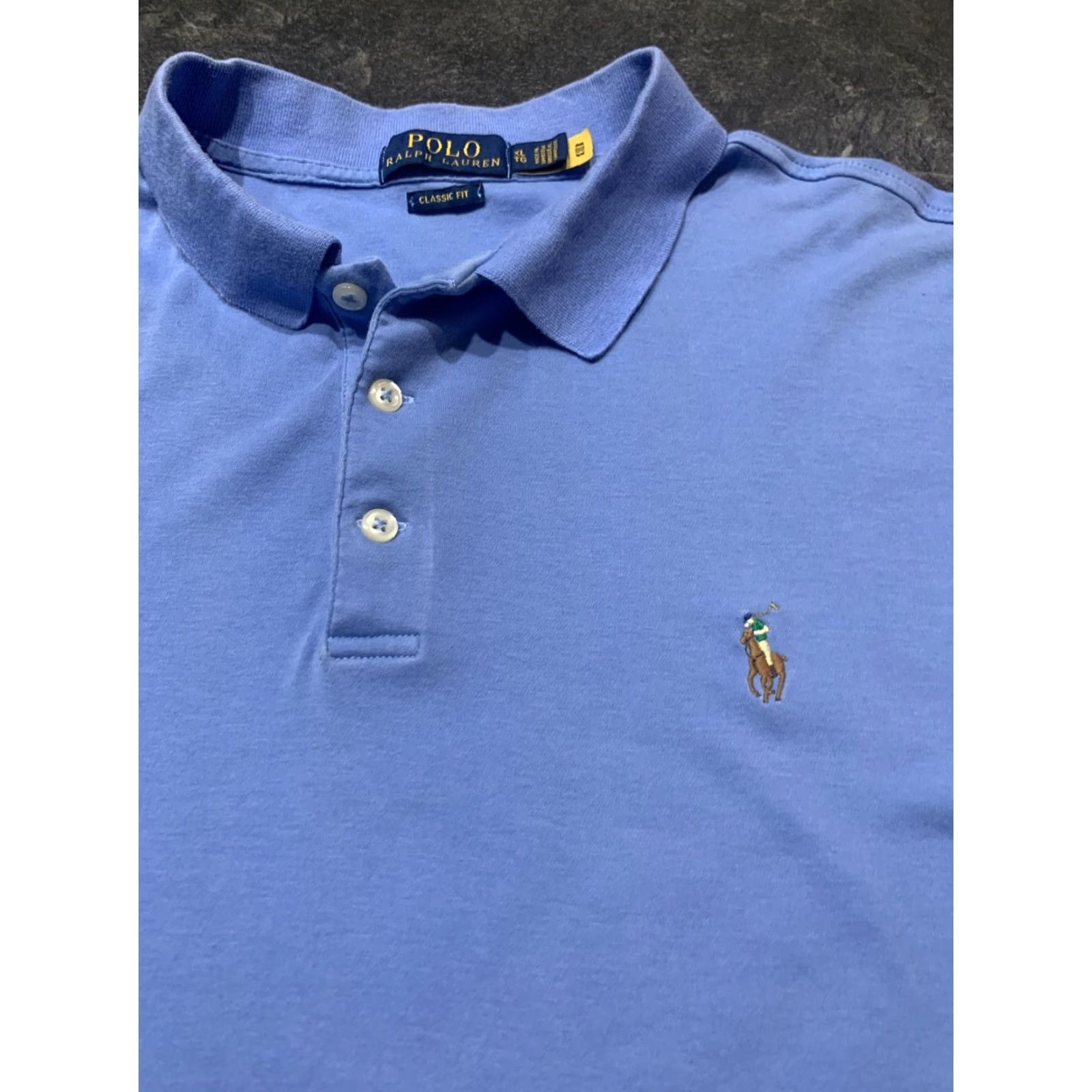 Ralph Lauren VINTAGE Ralph Lauren Polo Shirt Mens XL Short Sleeve Golf Solid Blue Fall Summer Spring Winter Casual Mens Size US XL / EU 56 / 4 - 4 Thumbnail