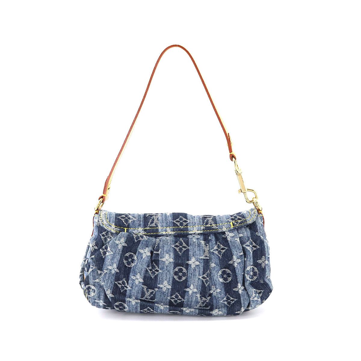 LOUIS VUITTON Vintage Monogram Denim Mini Pleaty Raye Blue 