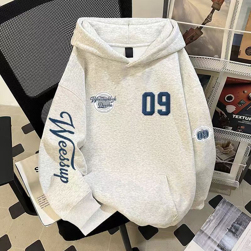 Vintage Oatmeal Heather Varsity Number Print Hoodie Size US M / EU 48-50 / 2 - 1 Thumbnail