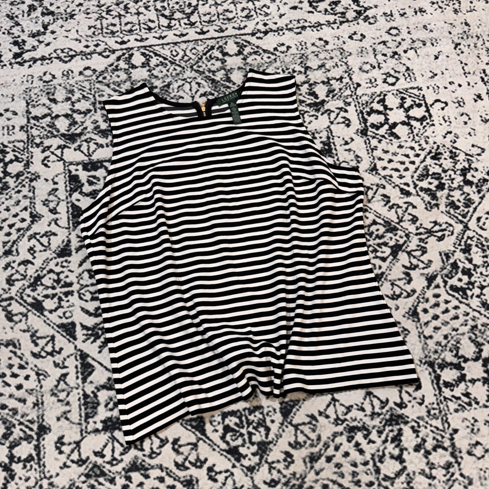 Ralph Lauren × Vintage Ralph Lauren White Black Viscose Striped Top Blouse Size 2XL Size US XXL / EU 58 / 5 - 3 Thumbnail