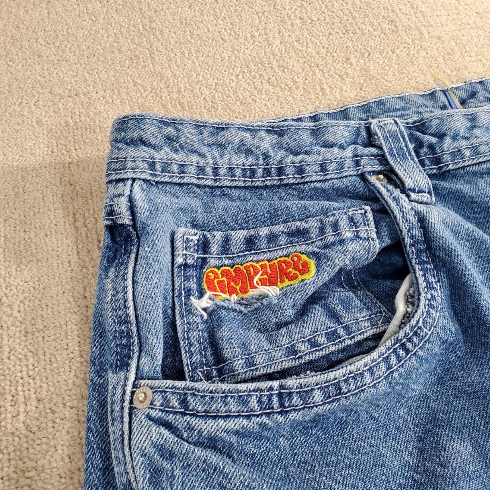 Empyre VINTAGE Empyre Jeans Mens 36x30 Blue Relaxed Straight Baggy Wide Leg READ* Size US 36 / EU 52 - 3 Thumbnail