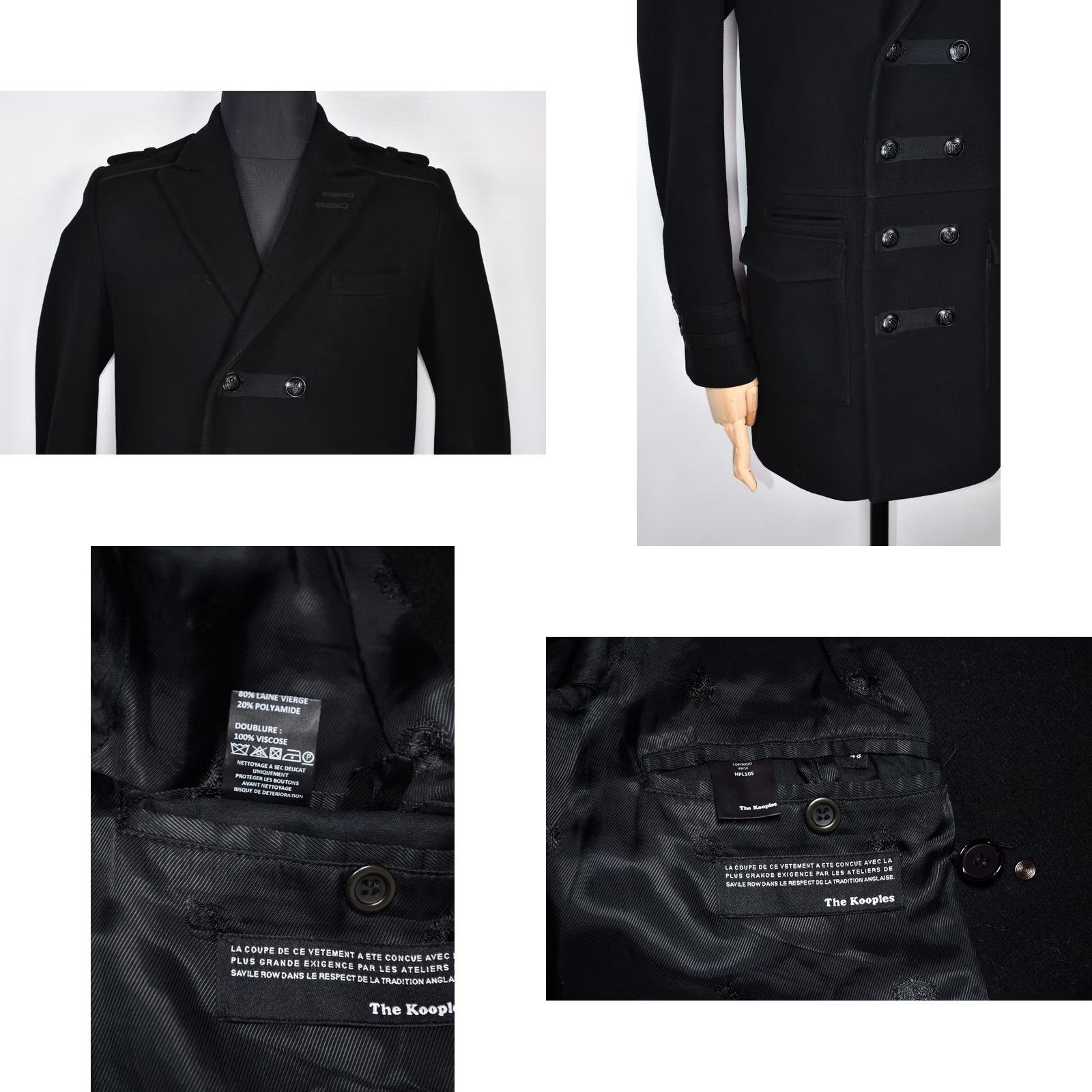 The Kooples The Kooples Coat Mens M Wool Black Overcoat Classic Size M Button Coat Winter Vintage: No Size US M / EU 48-50 / 2 - 8 Thumbnail