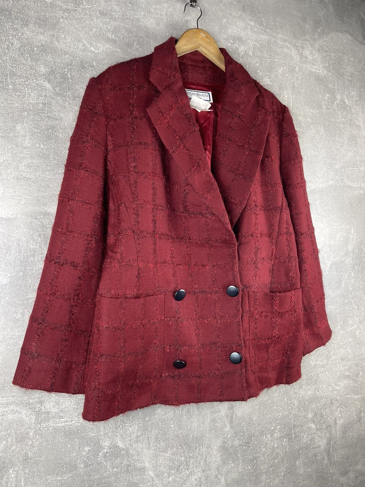 Yves Saint Laurent Yves Saint Laurent Variation 80s Wool Skirt Suit Burgundy Size XL / US 12-14 / IT 48-50 - 4 Thumbnail