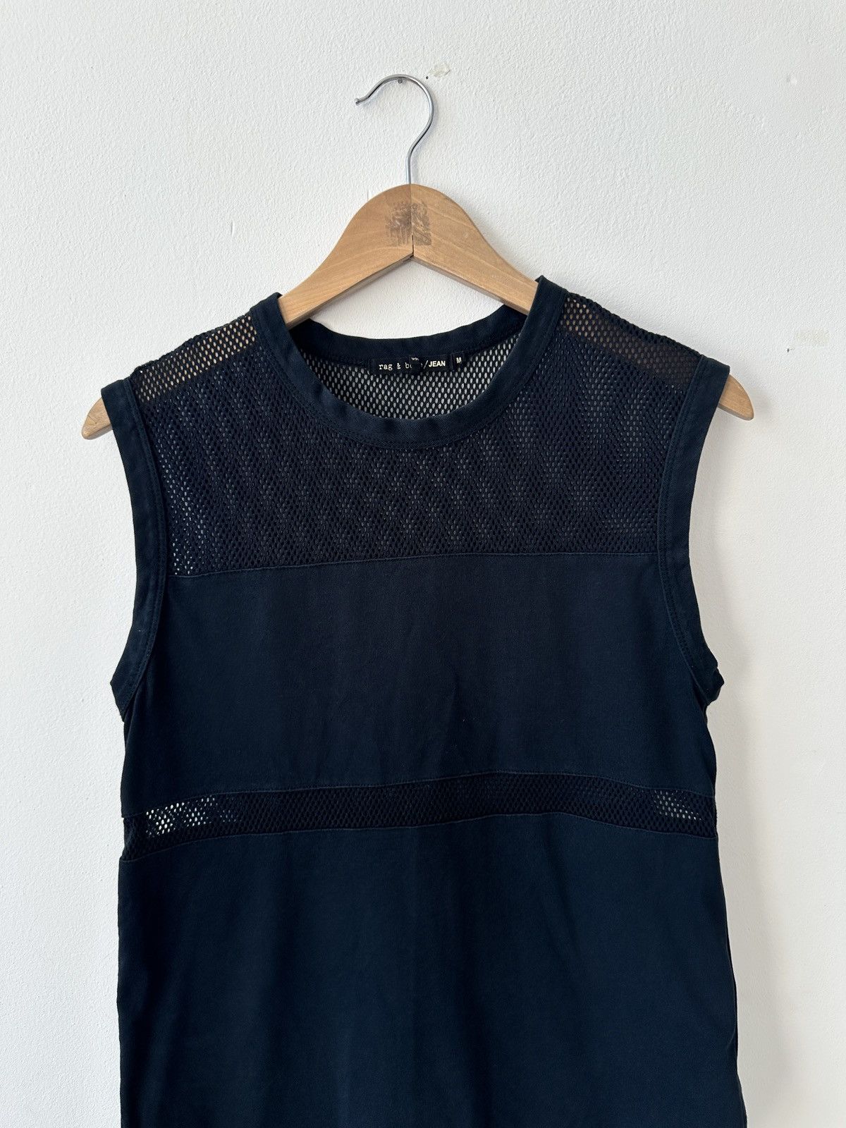 Rag & Bone Rag & Bone Tank Top Unisex Black Mesh Muscle Shirt Curve Hem Size M / US 6-8 / IT 42-44 - 4 Thumbnail