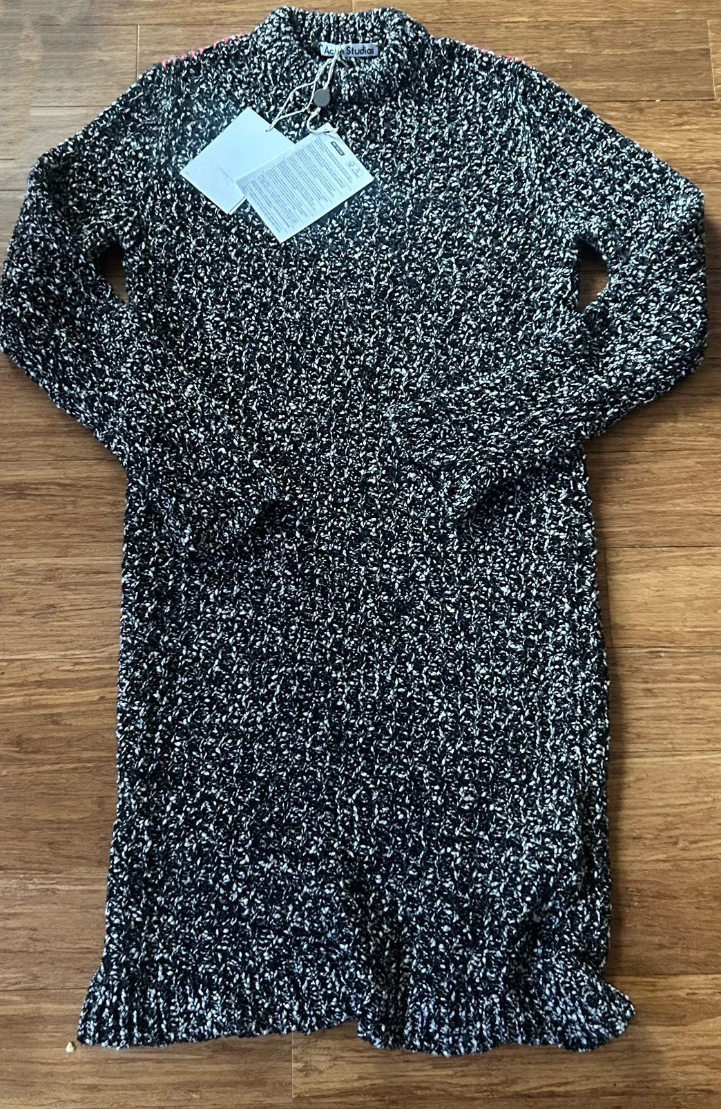 Acne Studios Acne Studios Black & White Open Knit Dress Size L / US 10 / IT 46 - 7 Thumbnail