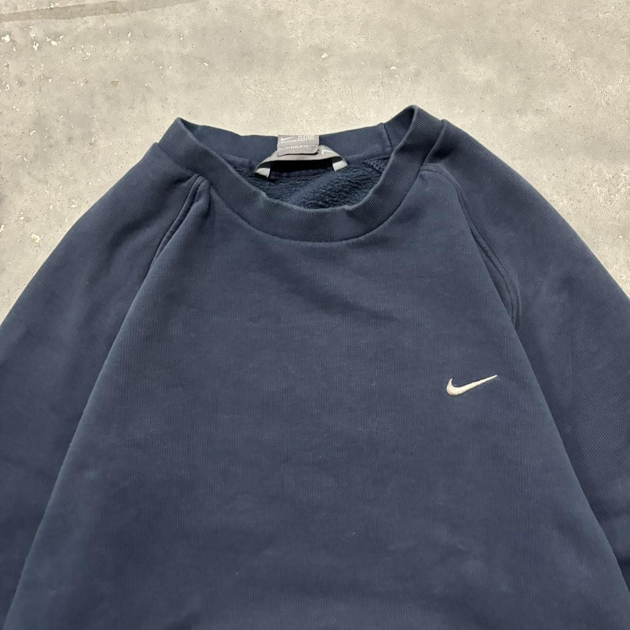 Nike × Vintage Crazy Vintage Y2K/2000s Navy Blue Nike Swoosh Essential Crewneck! Size US XL / EU 56 / 4 - 2 Thumbnail