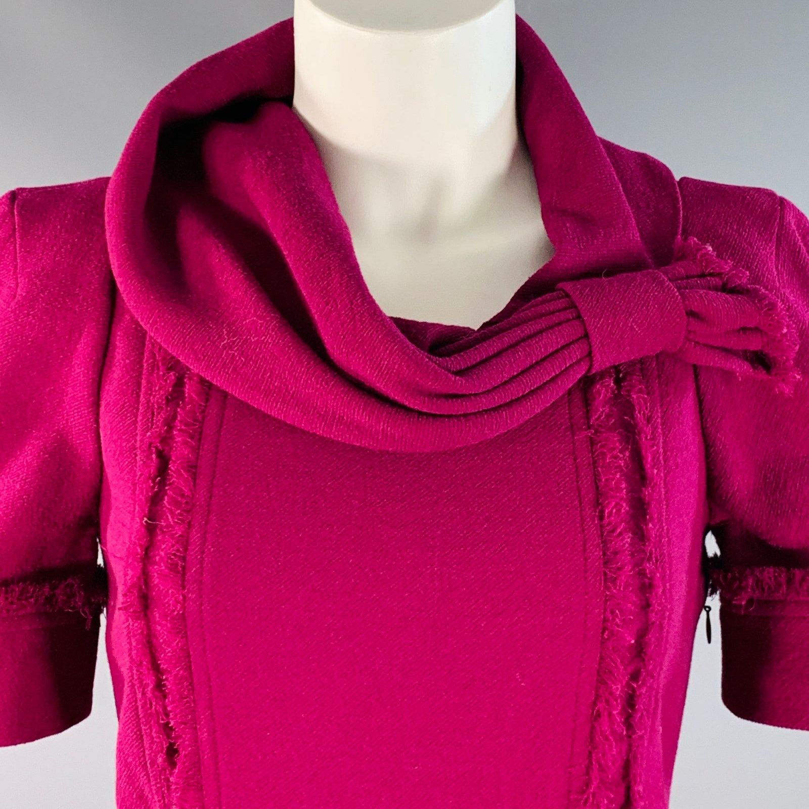 Marc by Marc Jacobs Size 2 Purple Wool Short Sleeve Raw Edge Dress Size XS / US 0-2 / IT 36-38 - 2 Thumbnail