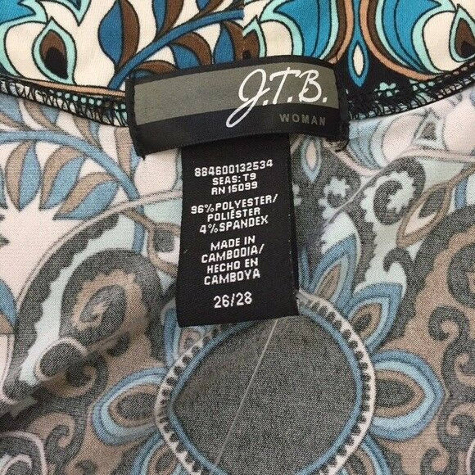 Other JTB Woman Blue Brown Teal Paisley Drape Top 26/28 NEW NWT Size 4XL / US 24-26 - 3 Thumbnail