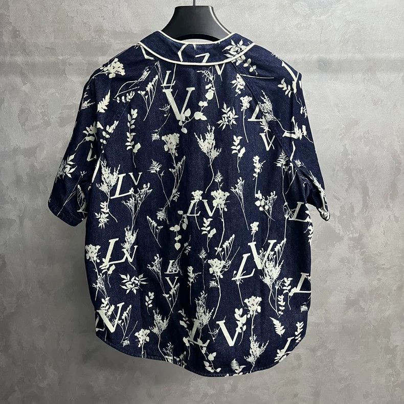 Louis Vuitton Louis Vuitton Dark Blue Wheat Spike Print Denim Classic Sh Size US M / EU 48-50 / 2 - 5 Thumbnail