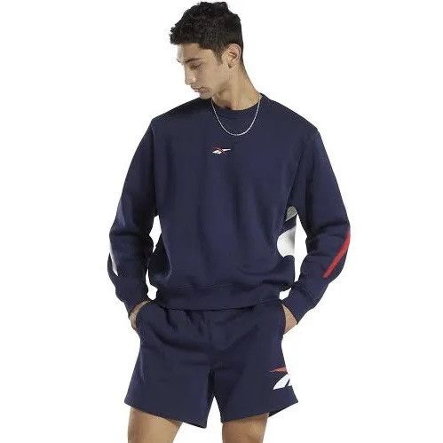 Reebok 🌿Reebok Classics Brand Proud Crew Relaxed Sweatshirt - Navy🌿 Size US XL / EU 56 / 4 - 4 Thumbnail