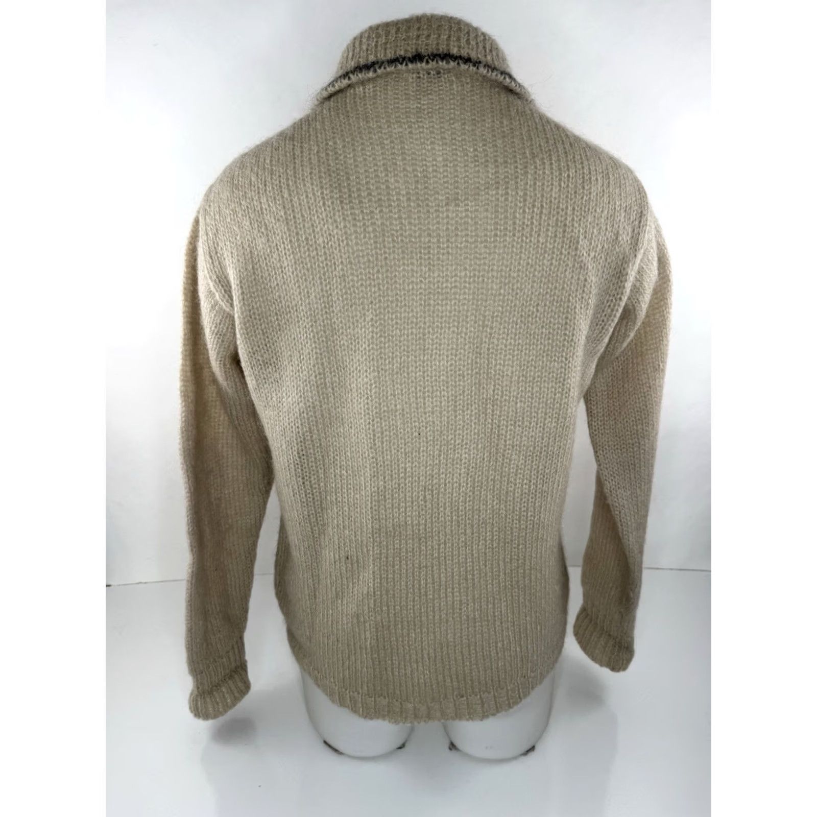 Neiman Marcus VINTAGE Neiman Marcus Cardigan Sweater Mens M Collared Wool Mohair Beige / Gray EXC Size US M / EU 48-50 / 2 - 5 Thumbnail