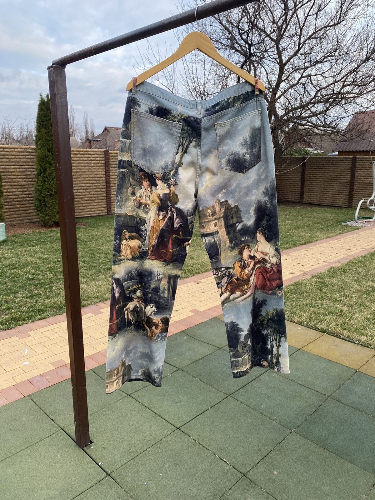 Vintage Baroque Painting Art Jeans Full Graphic Vintage-Style Denim Size US 36 / EU 52 - 8 Thumbnail