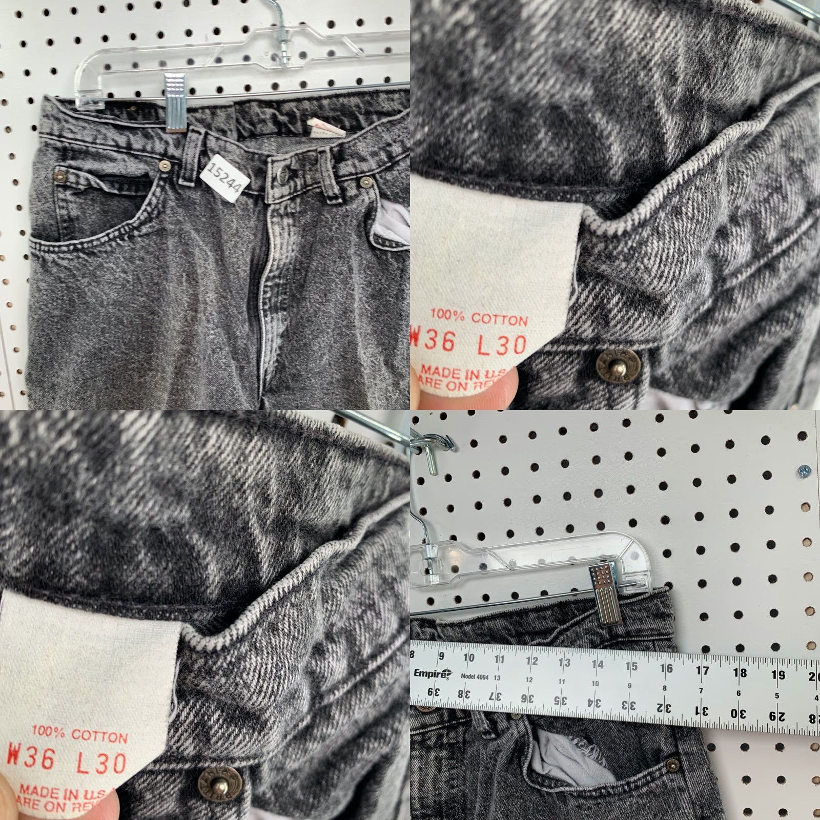 Denime VINTAGE Britania Jeans Men 34x29 Denim Black 90s Straight Regular 34x29 Mens Black 90s Brittania Jeans Size US 34 / EU 50 - 8 Thumbnail