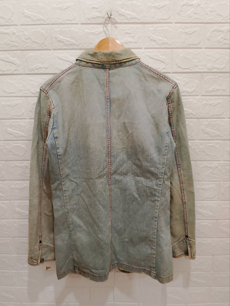 Japanese Brand Vintage ROYAL BLUE Distressed Denim Jacket Size L / US 10 / IT 46 - 2 Thumbnail