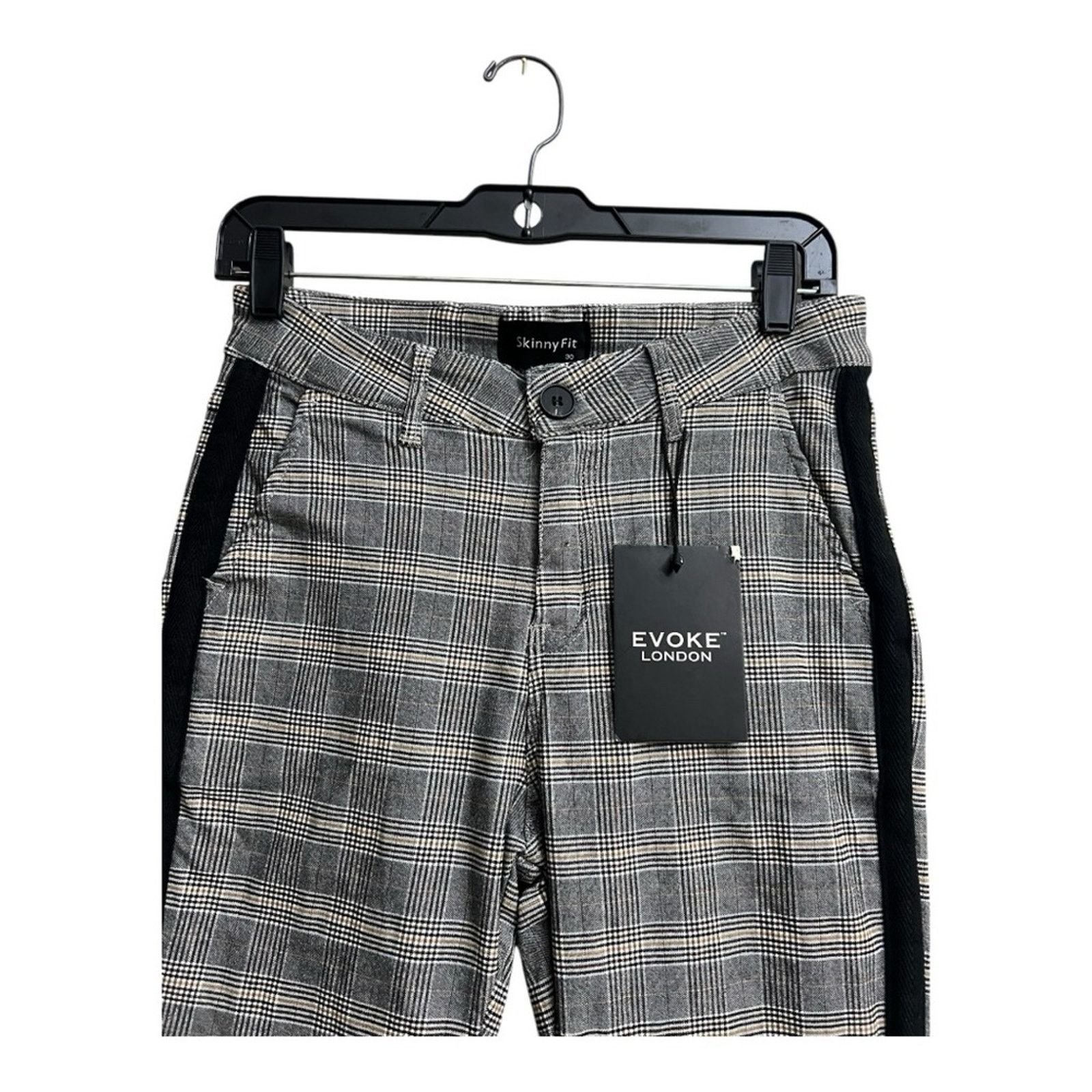 Vintage Evoke London Gray Black Ankle Pant Plaid Pattern Slim Fit 30 Size 30" / US 8 / IT 44 - 3 Thumbnail