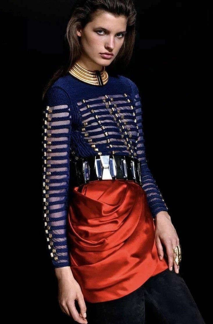 Balmain × H&M BALMAIN x H&M Blue Braided Embroidered Rope Blouse Top US 6 Size M / US 6-8 / IT 42-44 - 2 Thumbnail