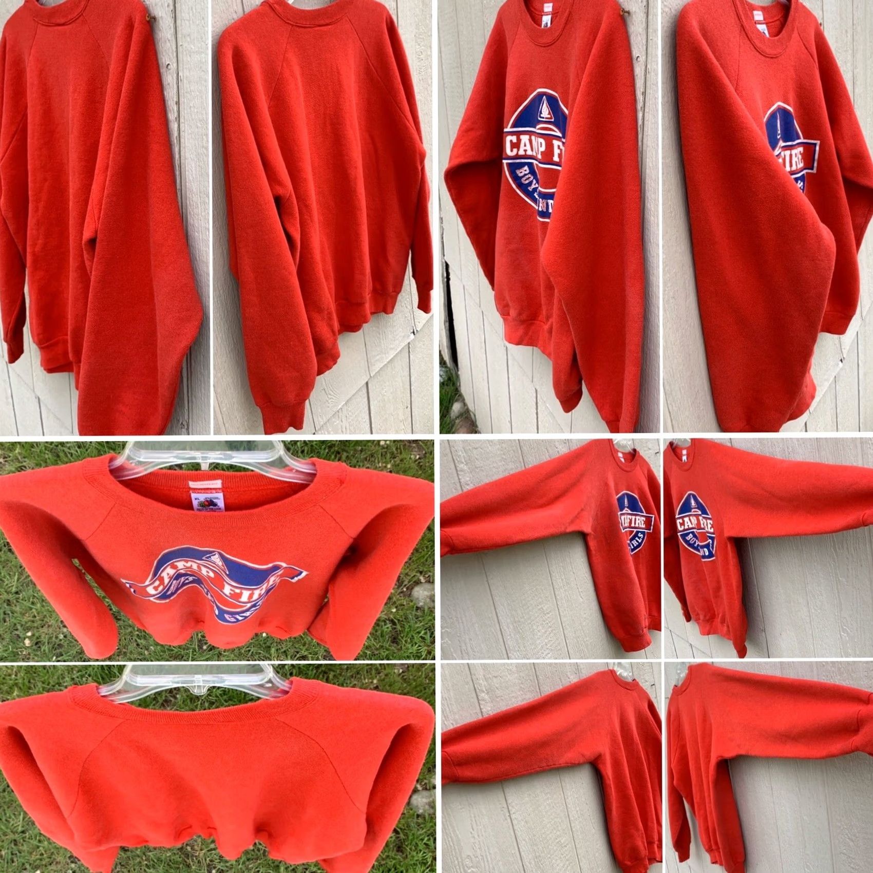 Fruit Of The Loom VINTAGE Fruit of the Loom Camp Fire Raglan Sweatshirt Boys And Girls XL Made In USA Red Unisex Graphic Sweatshirt 50/50 Size US XL / EU 56 / 4 - 3 Thumbnail