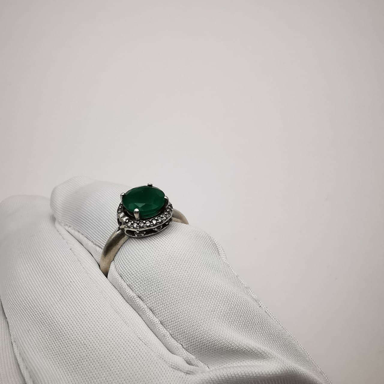 Jewelry Vintage Women's Ring 925 Sterling Silver Green Agate size 7 Size ONE SIZE - 6 Thumbnail