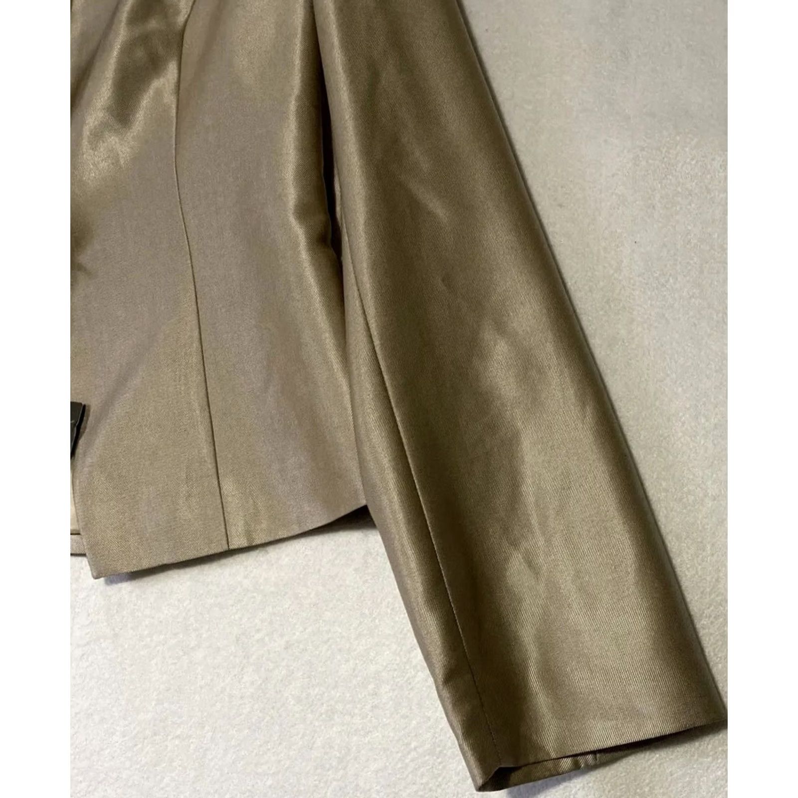 Vintage Vitriline Blazer Suit Jacket Women’s XL Workwear GOLD shinny / 28-30 Tan Leather Notch Lapel Lined Single-Breasted/Front Flat Front Size XL / US 12-14 / IT 48-50 - 4 Thumbnail