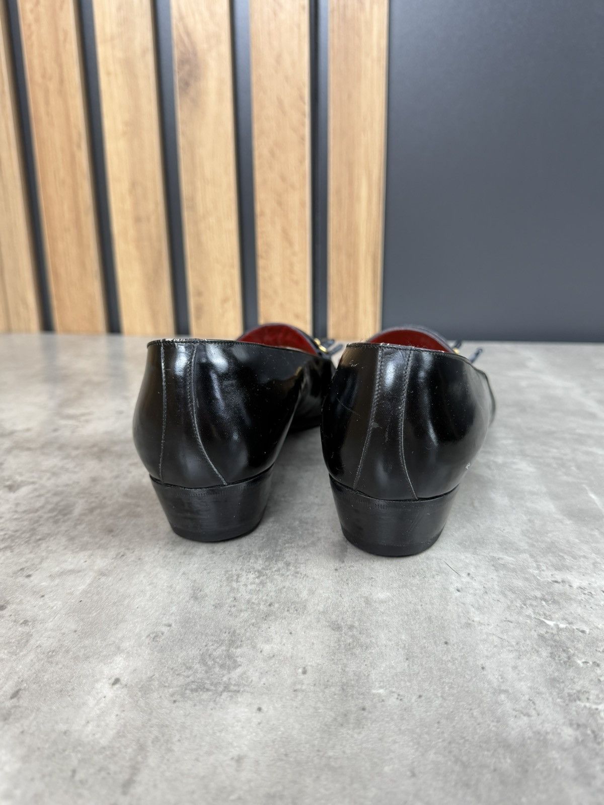 Celine Vintage Celine Leather Loafers Black Red Size 40 1/2 Size US 10.5 / IT 40.5 - 5 Thumbnail
