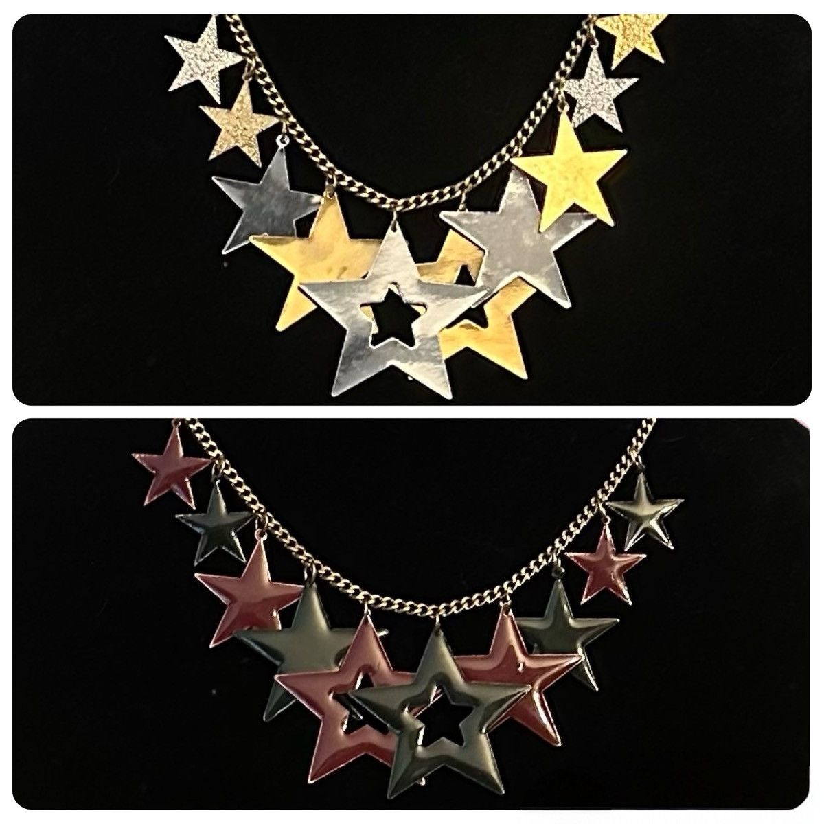 Other Reversible gold tone burgundy & black stars dangle necklace Size ONE SIZE - 6 Thumbnail